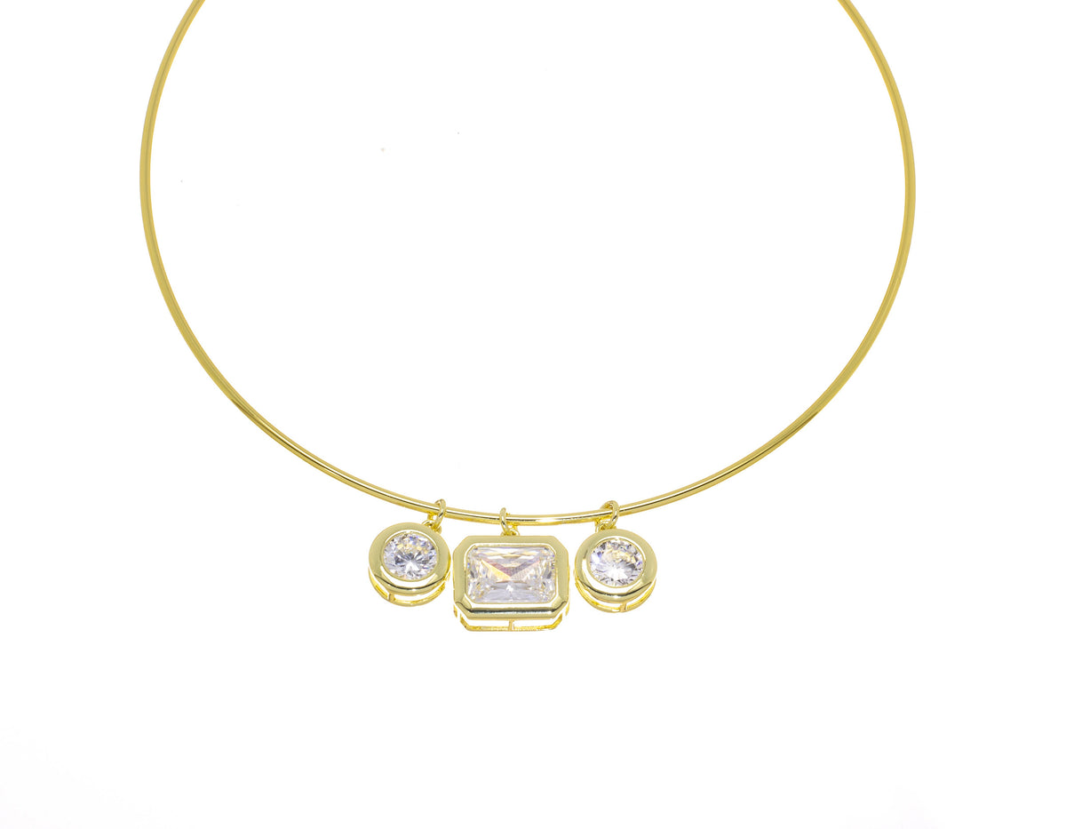 Jewel Pledge - Gold Wire Choker Necklace, Wire Collar Necklace NLG1043