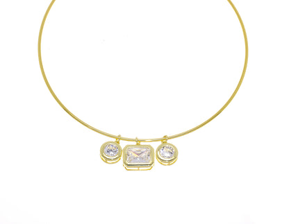 Jewel Pledge - Gold Wire Choker Necklace, Wire Collar Necklace NLG1043