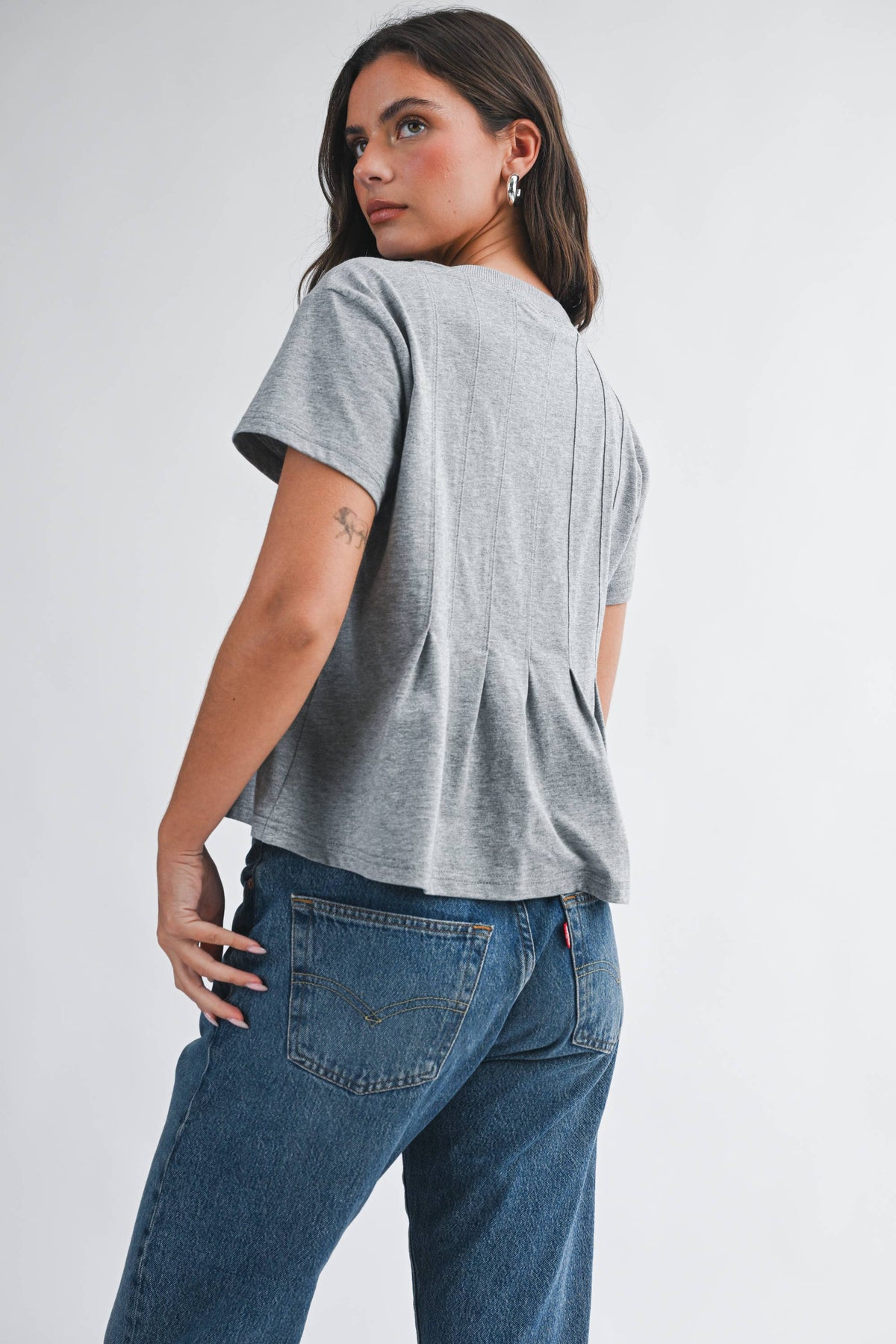 AEMI + CO - 8613HK Pleated Swing Tee Top