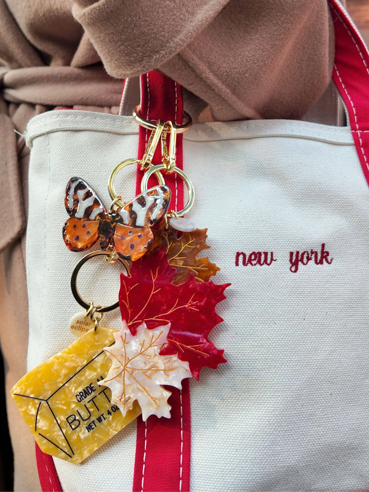 Solar Eclipse - Hand-painted Tiger Moth Bag Charm + Keychain
