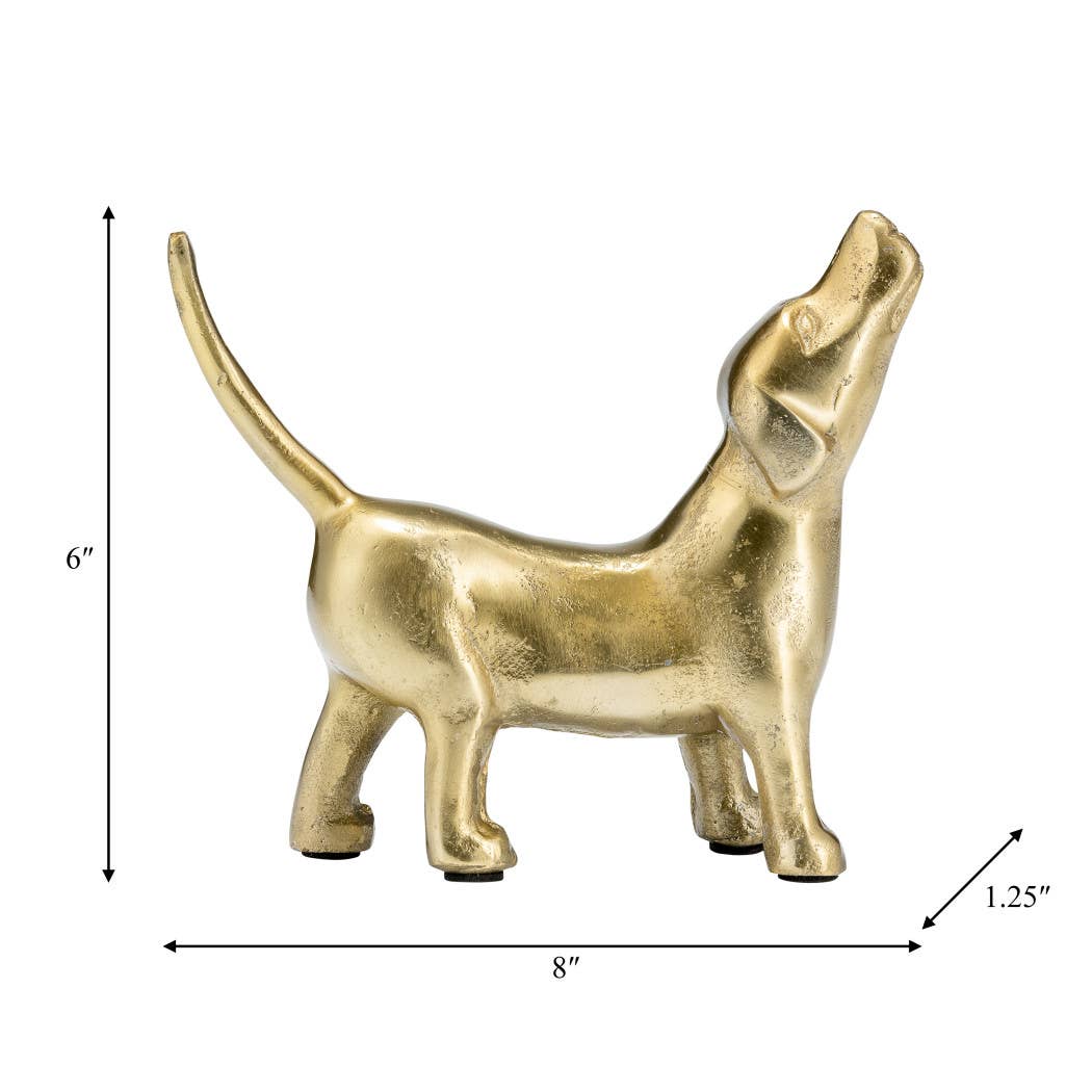 Sagebrook Home - Decorative Figurine - Gold Metal Modern Howling Dog, 7 in.