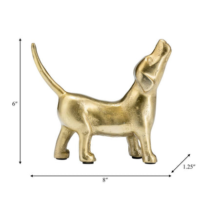 Sagebrook Home - Decorative Figurine - Gold Metal Modern Howling Dog, 7 in.
