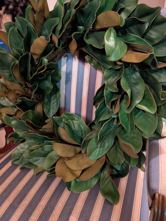 Lucknow Southern and Company - 26" Faux Magnolia Wreath with Soft Touch Leaves