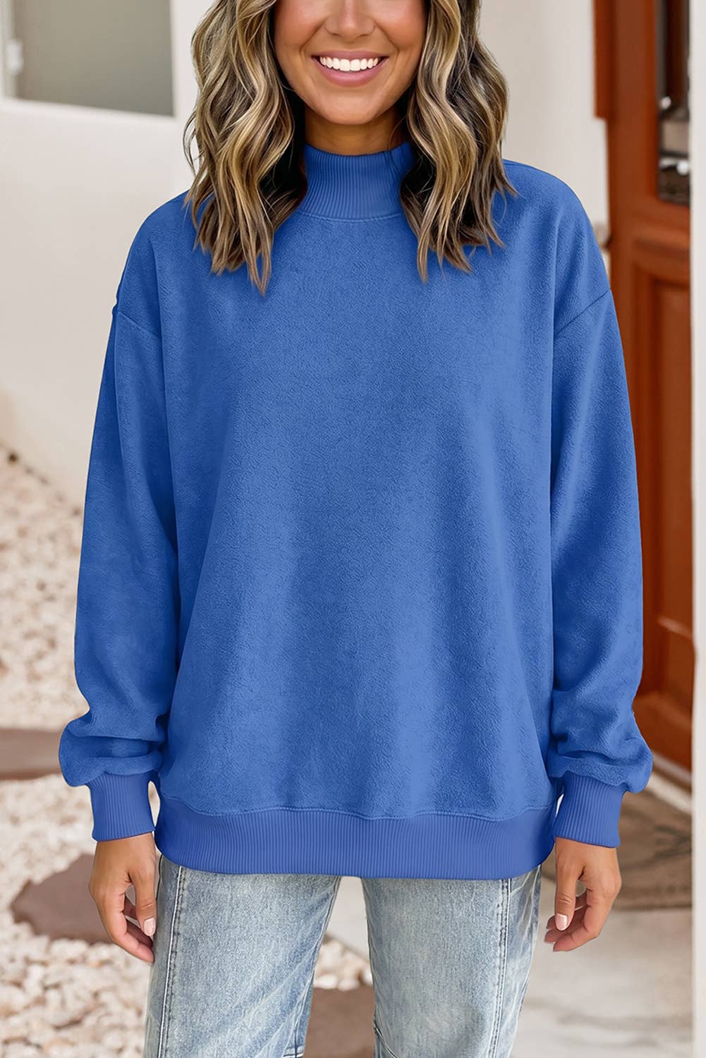 Little Daisy Closet - Game Day Oversize Reversible Mock Neck Sweatshirt | S-4X