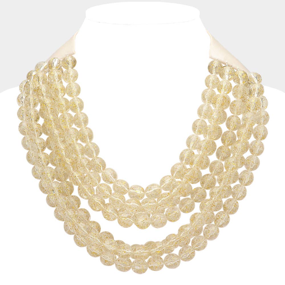 Sensibling Corp. - Chunky Acrylic Bead Layered Faux Leather Magnetic Necklace
