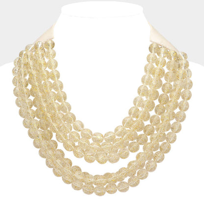 Sensibling Corp. - Chunky Acrylic Bead Layered Faux Leather Magnetic Necklace