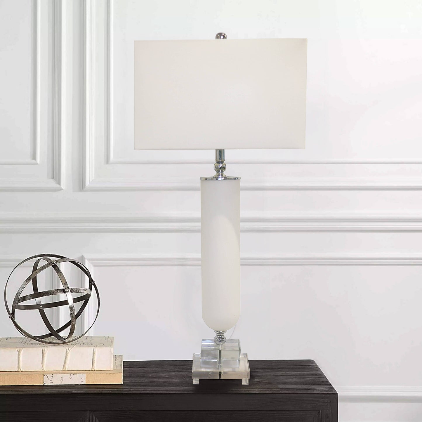 Pasargad Home - Frosted Glass & Lucite Pedestal Table Lamp