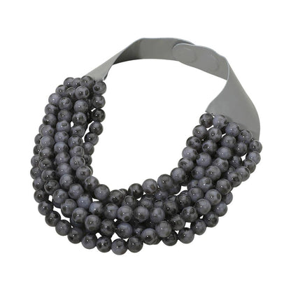 Sensibling Corp. - Multi Layered Beaded Faux Leather Magnetic Collar Necklace