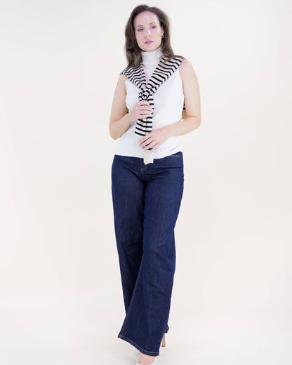 Original USA - Striped Preppy Mock Sweater Wrap