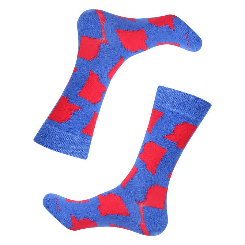 Barrel Down South - Blue/Red Mississippi Shape Socks