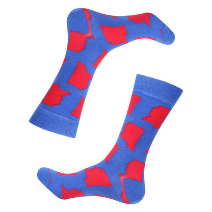 Barrel Down South - Blue/Red Mississippi Shape Socks