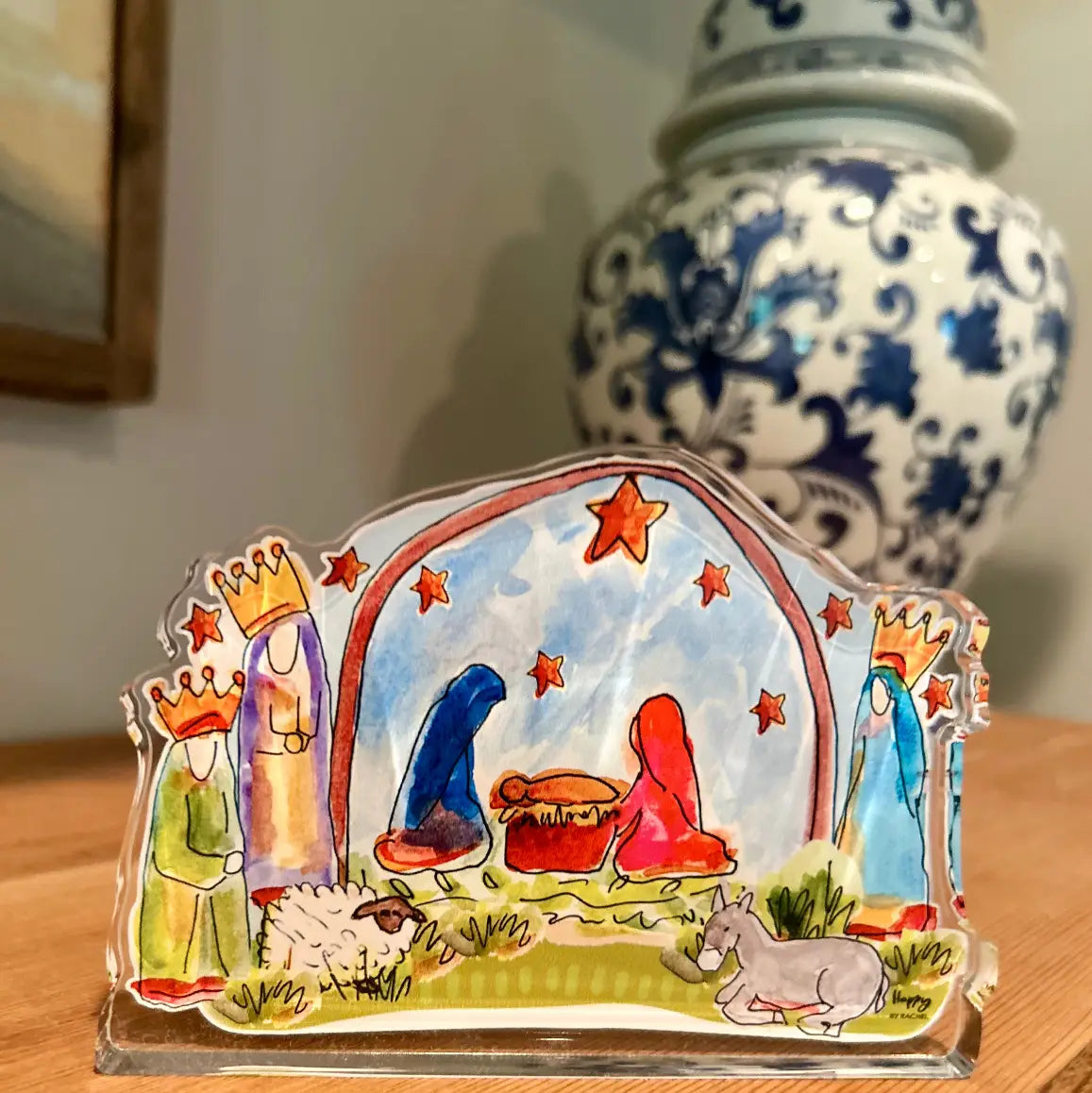 Acrylic Shelf Sitter with Nativity