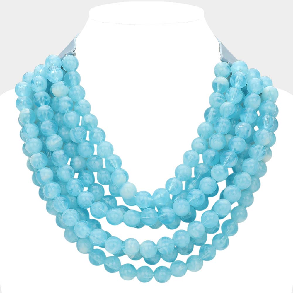 Sensibling Corp. - Chunky Acrylic Bead Layered Faux Leather Magnetic Necklace