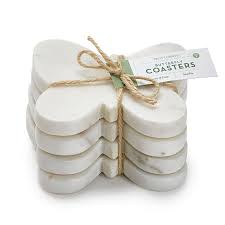 Two's Company marble butterfly coasters stacked and tied with twine and tag