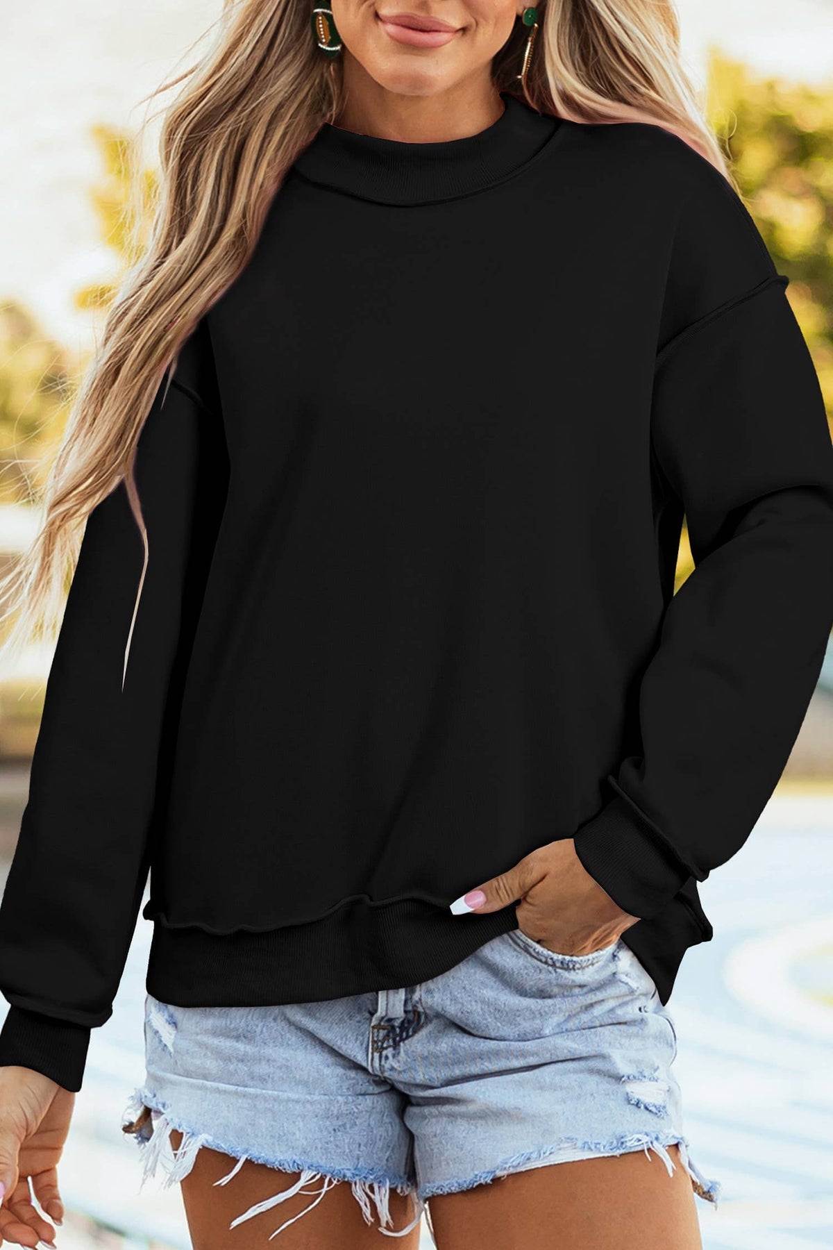 Little Daisy Closet - Game Day Oversize Reversible Mock Neck Sweatshirt | S-4X