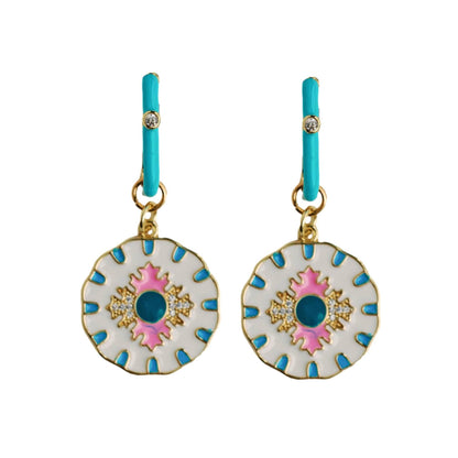 St Armands Designs of Sarasota - Capri Tile Enamel Charm Statement Earrings