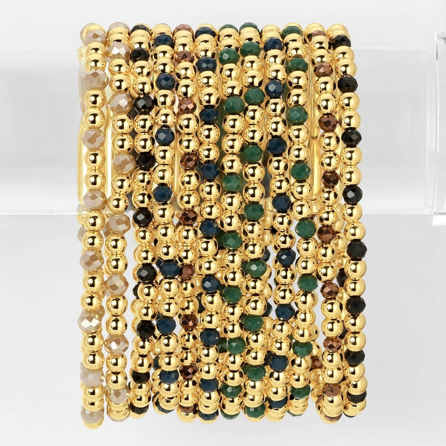 Splendid Iris - 4mm Bead & Crystal Stretch Bracelet - Assorted