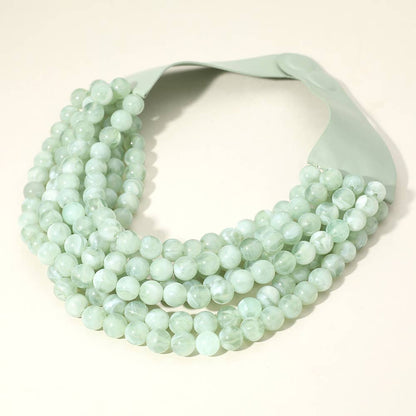 Sensibling Corp. - Chunky Acrylic Bead Layered Faux Leather Magnetic Necklace