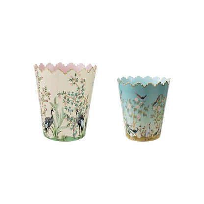 Hazel Mazel - Metal Scalloped Buckets with Nature Scene