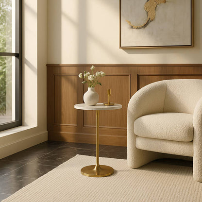 Sagebrook Home - Gold/White Marble Top End Table