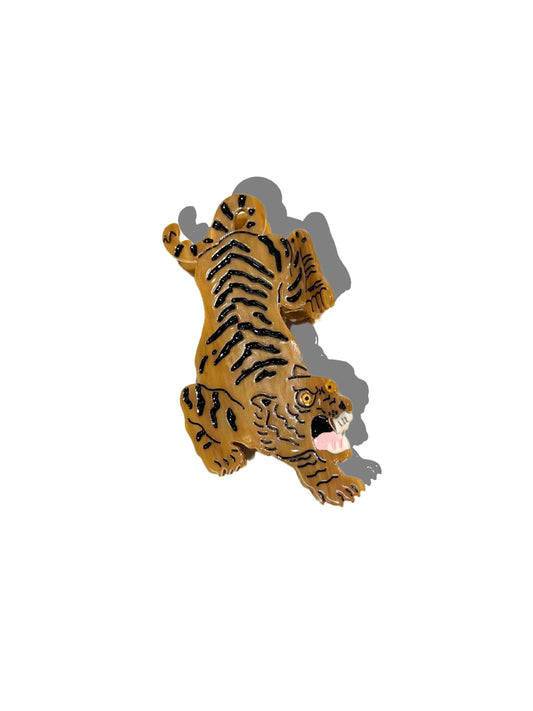 Solar Eclipse - Hand-painted Tiger Animal Claw Hair Clip