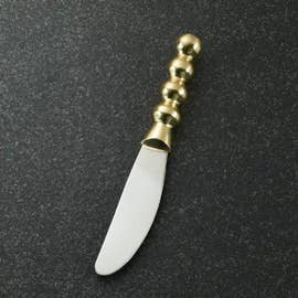 India Handicrafts Inc Gilded Beaded Spreader with white blade and gold beaded handle