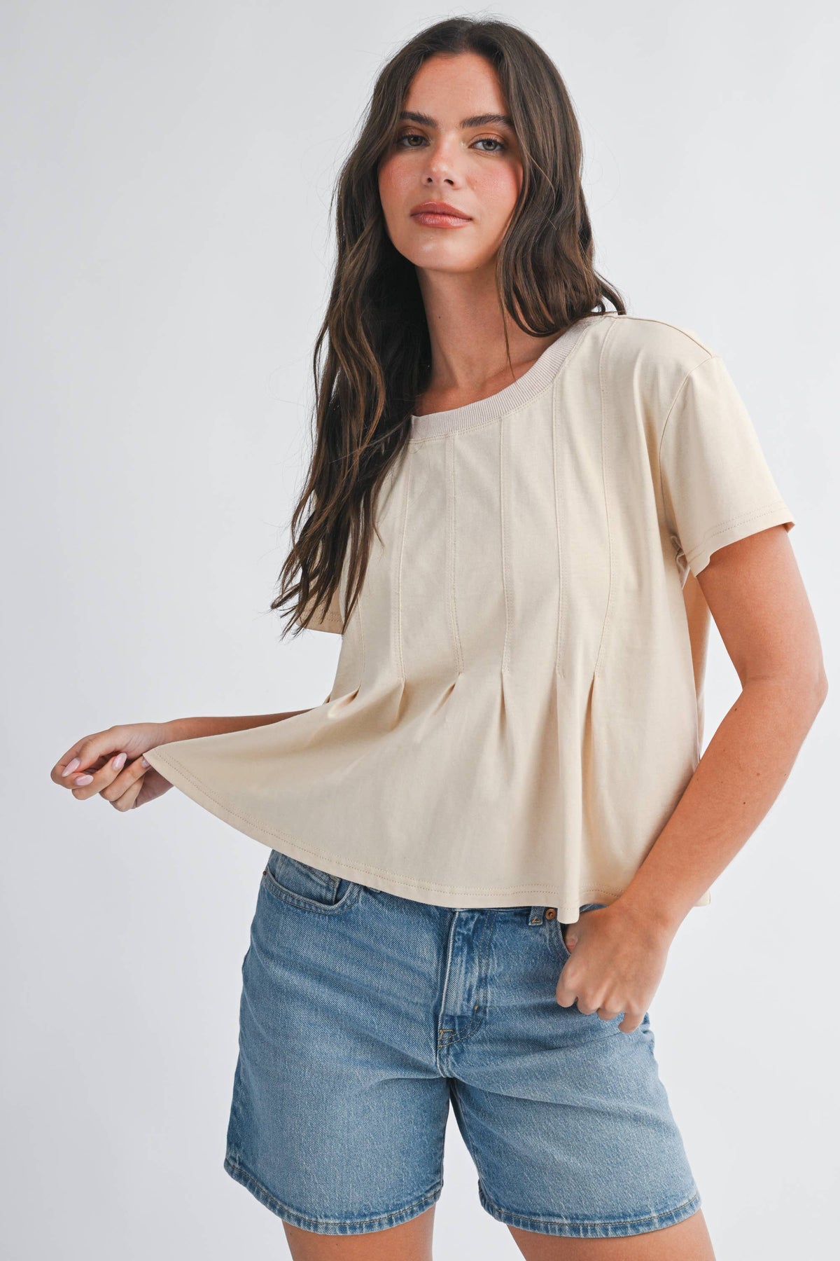 AEMI + CO - 8613HK Pleated Swing Tee Top