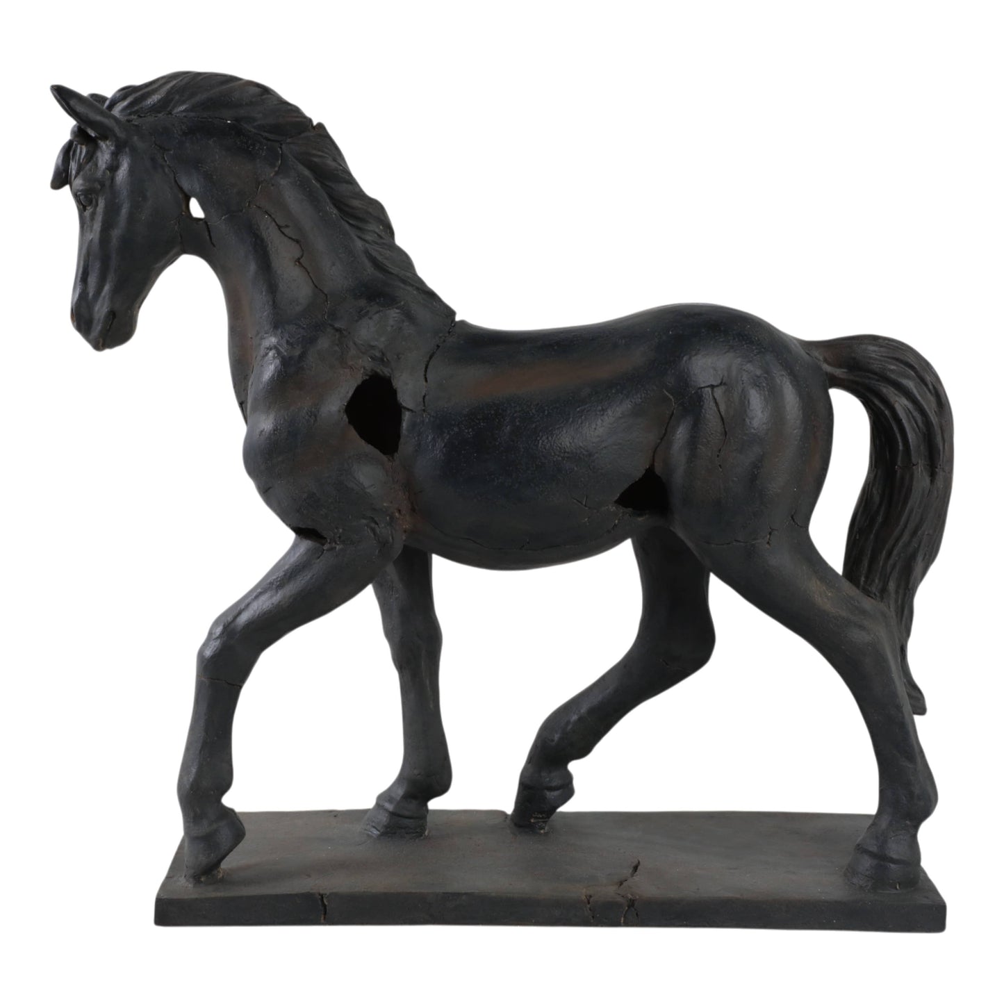 Sagebrook Home - Resin Cracked Horse Sculpture Home Decor - Brown, 16 in.