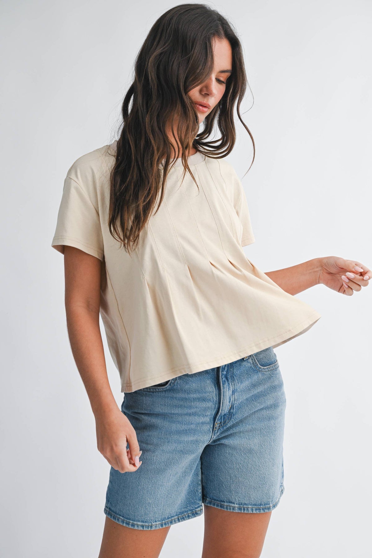 AEMI + CO - 8613HK Pleated Swing Tee Top