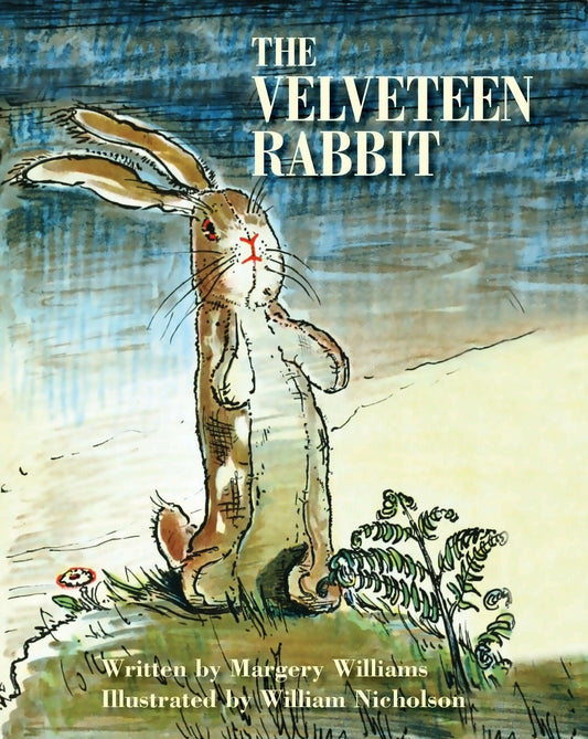 The Velveteen Rabbit by Peter Pauper Press book cover featuring an illustrated tan rabbit with long ears against a blue watercolor background