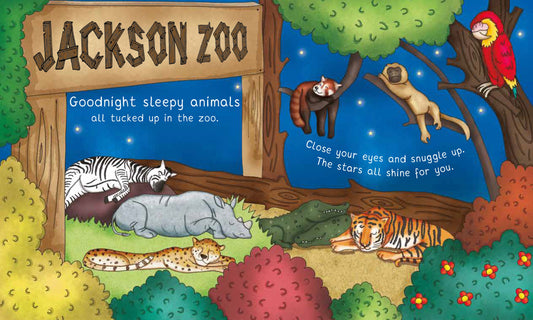 Sourcebooks Night-Night Mississippi interior page showing Jackson Zoo with sleeping animals illustration
