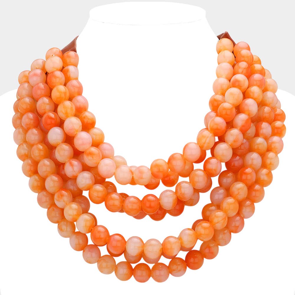 Sensibling Corp. - Chunky Acrylic Bead Layered Faux Leather Magnetic Necklace