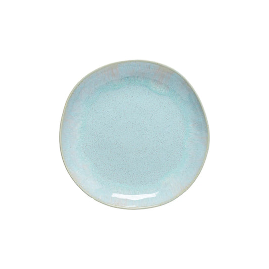 Casafina Eivissa Sea salad plate in soft blue with speckled glaze, overhead view