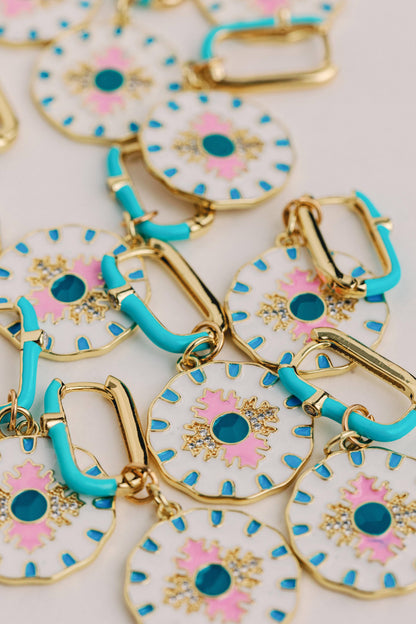 St Armands Designs of Sarasota - Capri Tile Enamel Charm Statement Earrings