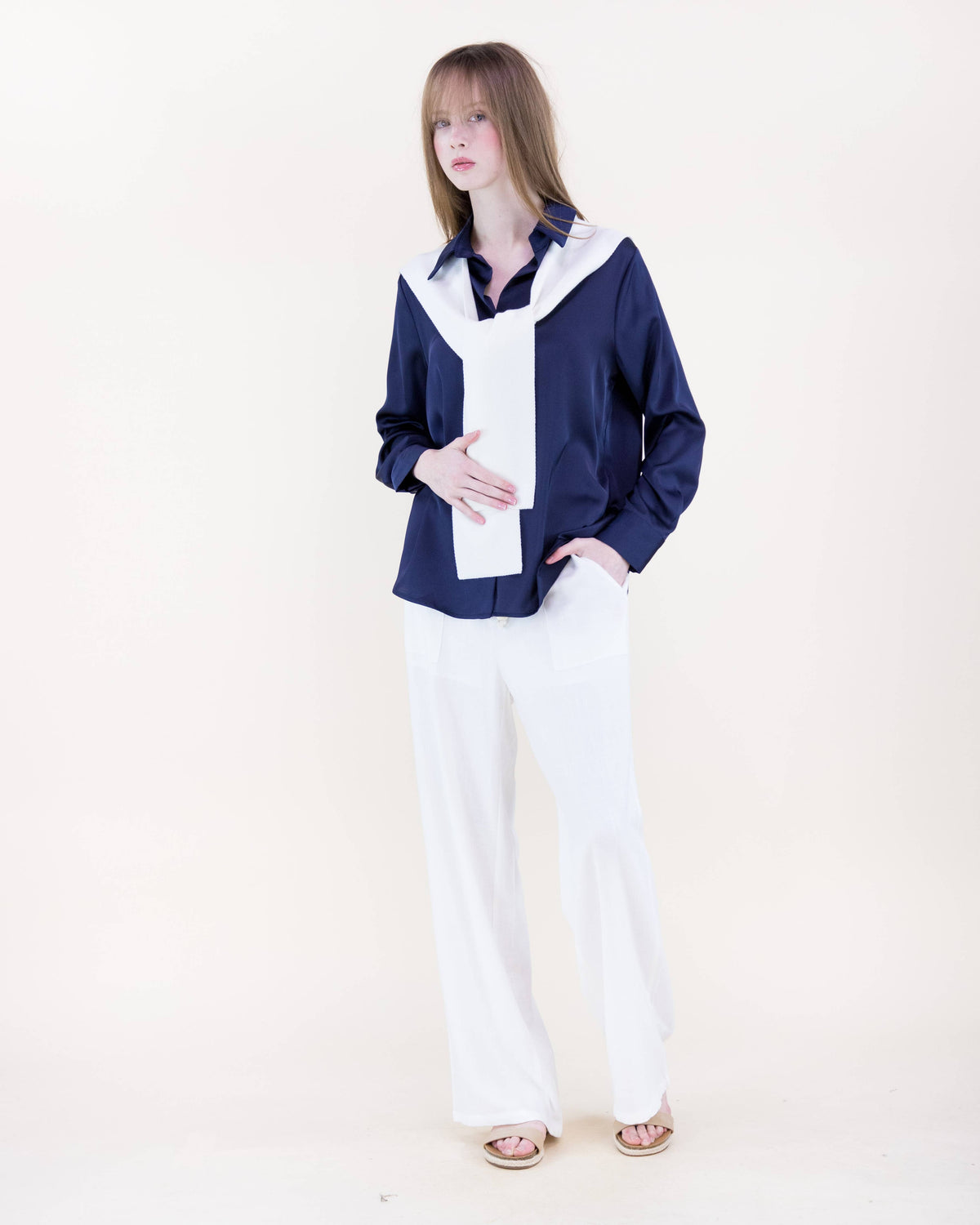 Original USA - Solid Preppy Mock Sweater Wrap