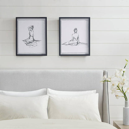 Olliix - Feminine Figure Sketch Wall Decor Framed Art 2-PIece Set