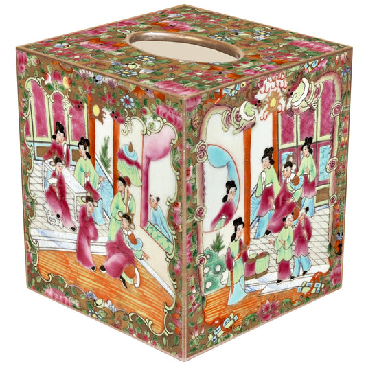 Marye-Kelley - TB6825-Rose Medallion on People Tissue Box Cover