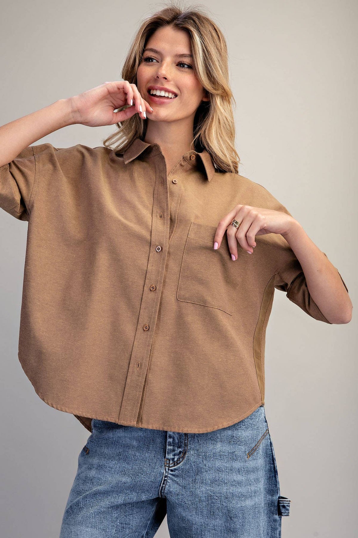 Peace Love Line - PM4822 - BUTTON DOWN SHORT SLEEVE SHIRT