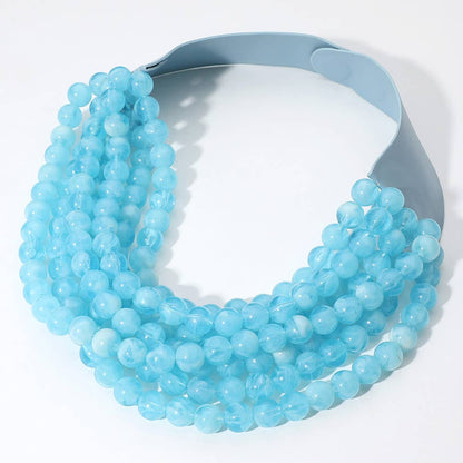 Sensibling Corp. - Chunky Acrylic Bead Layered Faux Leather Magnetic Necklace