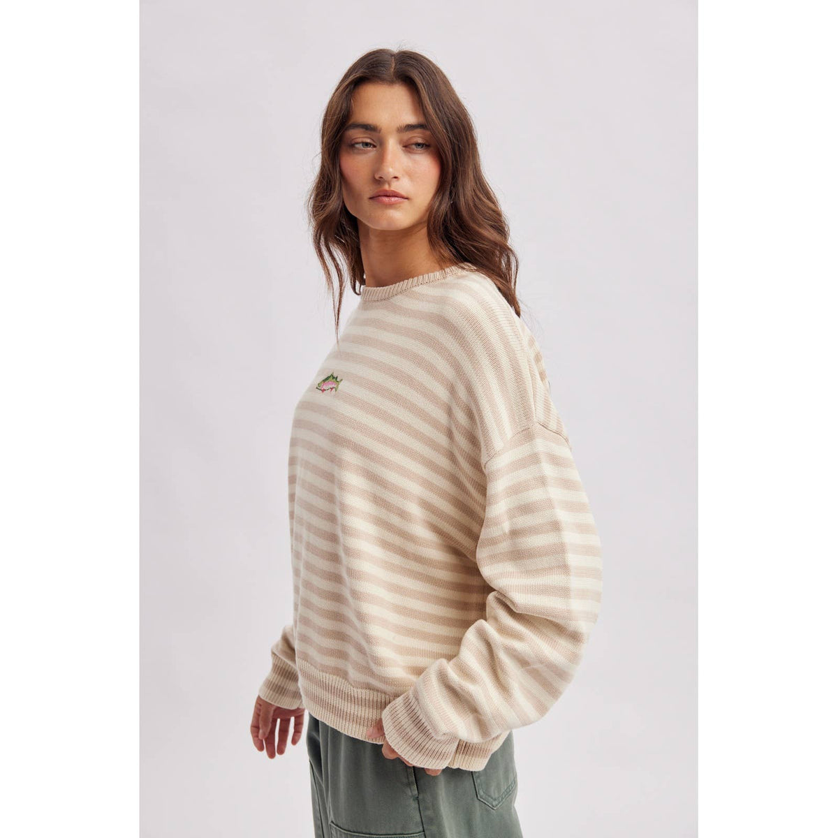 Wishlist Apparel - STRIPED FISH COASTAL GRAPHIC SWEATER
