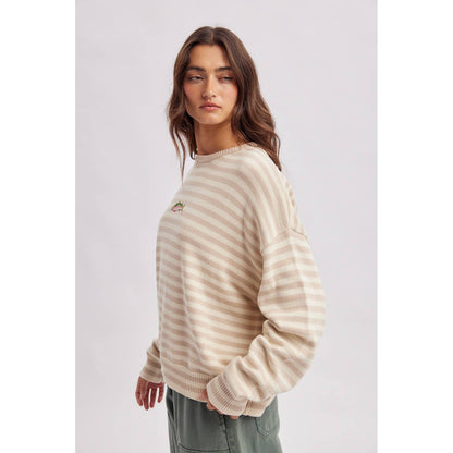 Wishlist Apparel - STRIPED FISH COASTAL GRAPHIC SWEATER