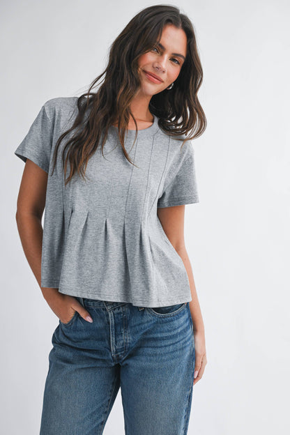AEMI + CO - 8613HK Pleated Swing Tee Top