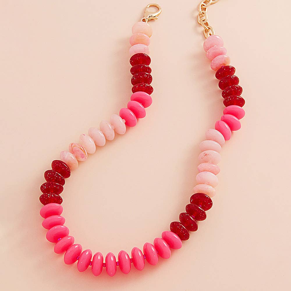 Sensibling Corp. - Ombre Resin Oval Disk Beaded Necklace