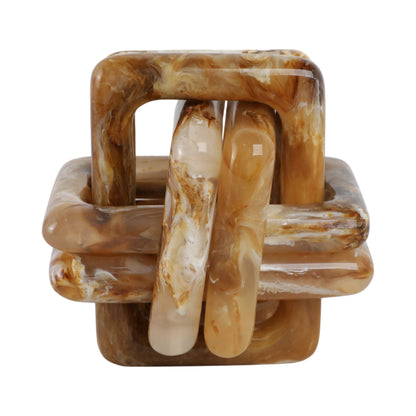 Sagebrook Home - Resin Marbled Knot Decorative Sculpture - Tan, 6 in.