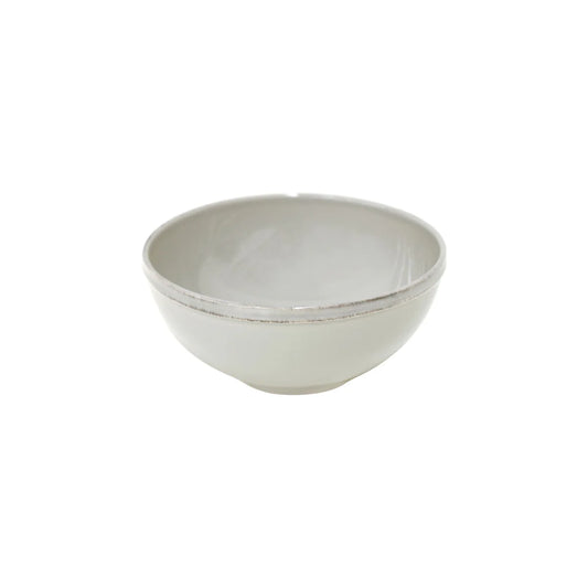 Costa Nova Friso Grey cereal bowl with beaded rim detail, angled side view