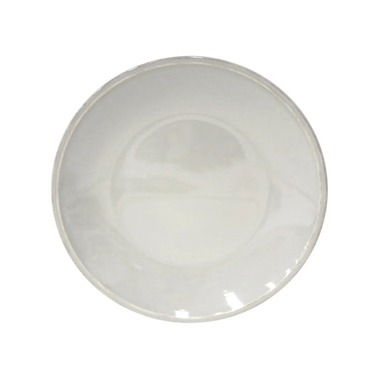 Costa Nova Friso grey dinner plate with concentric ring pattern, overhead view