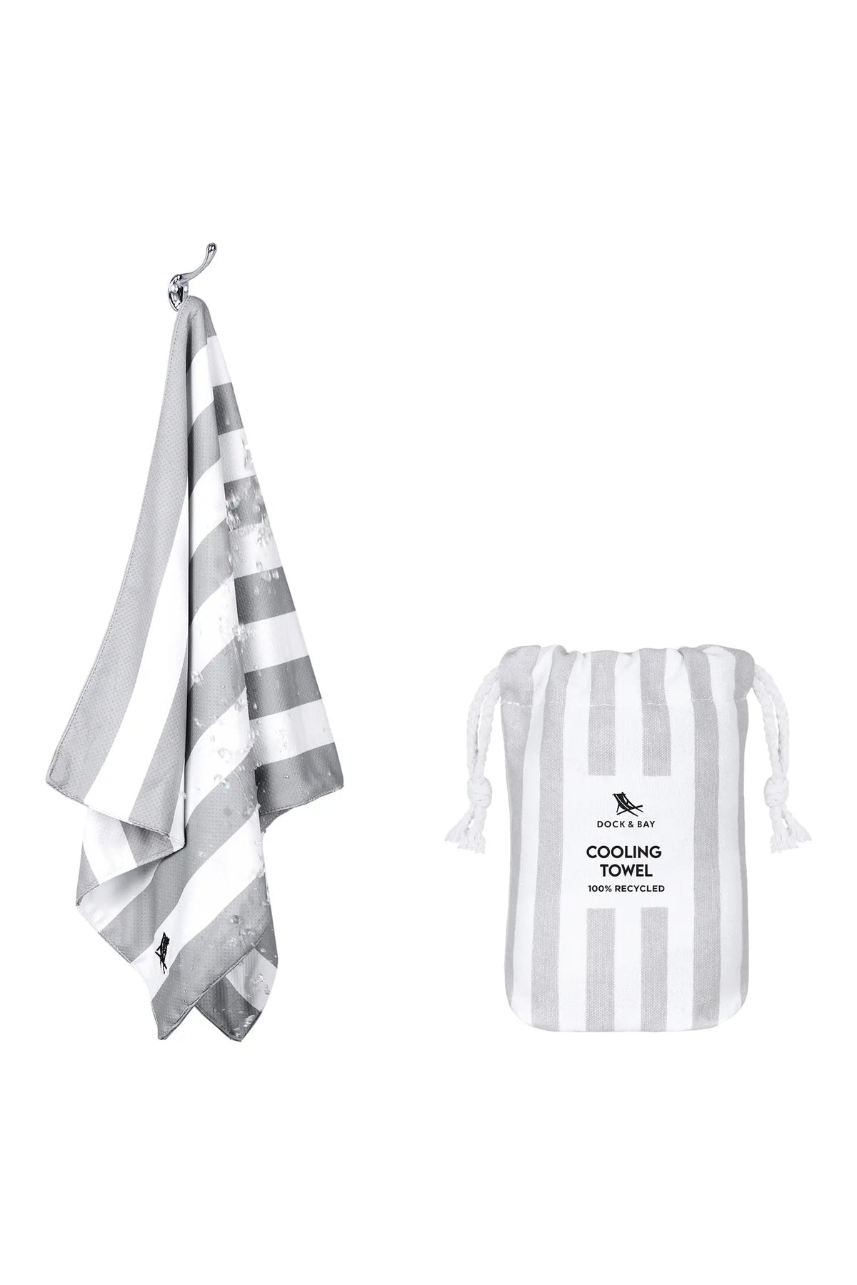 Dock & Bay Cooling Towel (Grey & White Stripe)