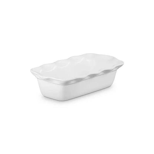 Le Creuset White Fluted Loaf Dish with scalloped rim detail