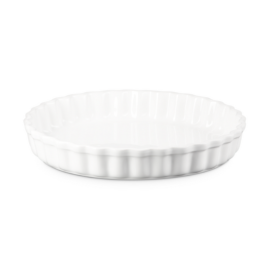 Le Creuset Cake Pan Tradition 28 white round cake pan with fluted sides, top view