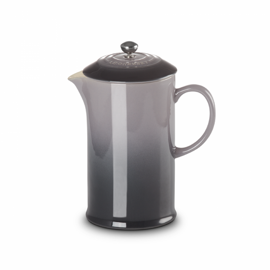 Le Creuset Coffee Press in charcoal gray stoneware with black lid and handle